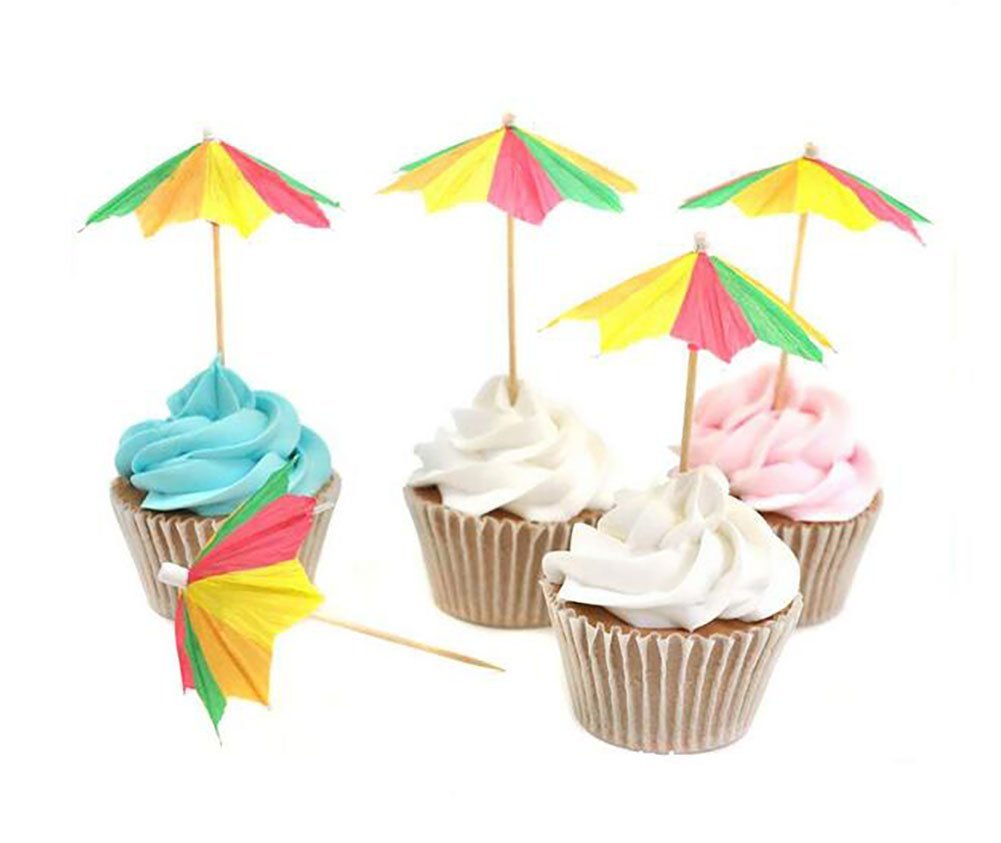 144PCS Colorful Hawaiian Party Supplies Tropical Cocktail Parasols for Cupcake Cocktail Drink Paper Umbrellas Picks
