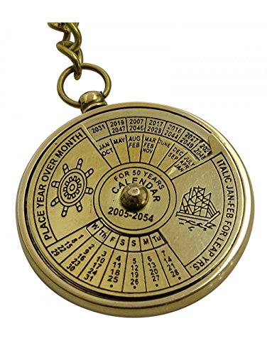 Brass 50 Years CALENDOR Key Chain- Collectible Marine Nautical Key Ring from Brass Blessing (5039-3)