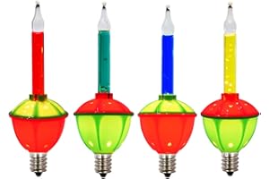 SUNSGNE 4 Pack Multicolor Christmas Bubble Light Replacement Bulbs, Vintage Traditional Bubble Light Replacement Bulbs E12 Candelabra Base for Indoor Christmas Xmas Decorations, 5 Watts