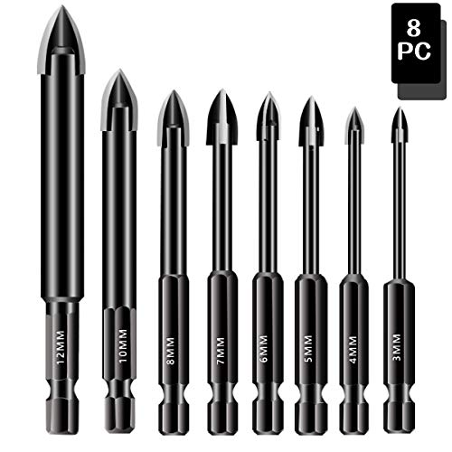 【 2019 New Design】8PC Concrete Drill Bit Set, Mgtgbao Masonry Drill Bits For Tile,Brick, Plastic and Wood,Tungsten Carbide Tip Best for Wall Mirror and Ceramic Tile on Concrete and Brick Wall (6-12mm) - Thumbnail 7