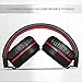 Artix Bluetooth Wireless Headphones, Lightweight and Foldable On Ear Earphones NRGSound RS7,for Work,Travel,Sport,Running, 3.5mm Cable Included for Wired Use Great for Kids/Teens/Adults (Black/Red)
