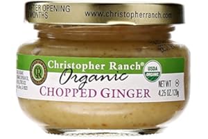 Christopher Ranch Organic Chopped Ginger | USDA Organic | Fresh, Ready-to-Use Ginger | No Peeling or Grating Needed | No Added Sugar | Ideal for Soups, Stir-Fries, Marinades & Sauces | 4.25 Oz Jar