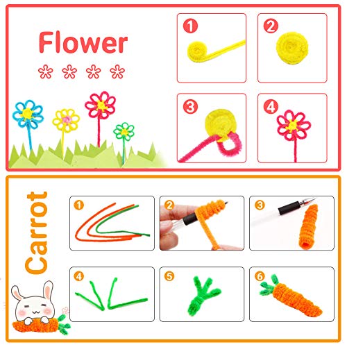 Pipe Cleaners Set, 500PCS Craft Supplies with Chenille Stems Pom Poms Self-Sticking Wiggle Googly Eyes Assorted Colors and Assorted Sizes for DIY School Art Project