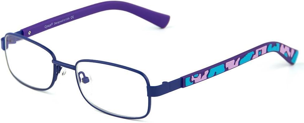 Cyxus Blue Light Blocking Glasses for Kids, Anti Eyestrain Protect Eyesight Computer Eyewear Metal Rectangular Frame (Purple)