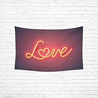 Jnseff Tapestry Neon Sign Word Love Heart On Tapestries Wall Hanging Flower Psychedelic Tapestry Wall Hanging Indian Dorm Decor for Living Room Bedroom 6040inch