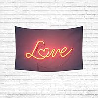 Jnseff Tapestry Neon Sign Word Love Heart On Tapestries Wall Hanging Flower Psychedelic Tapestry Wall Hanging Indian Dorm Decor for Living Room Bedroom 6040inch