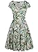 oxiuly Women's V-Neck Cap Sleeve Floral Casual Work Cocktail Swing Dress OX233 (S, Light Green)