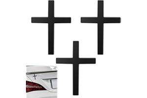 VILPKWMP 3 Pcs Metal Jesus Christian Badge Stickers, 3D Alloy Cross Emblems for Car, Self-Adhesive Scratch-Resistant Decals for Truck & SUV, Ideal for Thanksgiving & Christmas Day (Black)