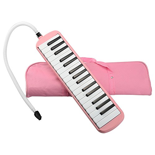 32 Piano-Style Melodica Musical Education Instrument for Beginner Kids Children Gift with Carrying Bag (Pink)