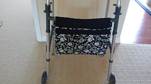 Double Sided Quilted Walker Caddy / Black and White / 7 Pockets for lots of Storage