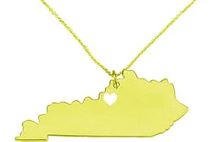 Meiligo 18K Gold Silver Country Map Charm Pendant Kentucky state Map Necklace Jewelry