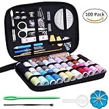 Sewing Project Kits - Aeifond Portable Basic Sewing Accessories for Home Travel, 24 Color Spools of Thread, Mini Sewing Kits Supplies for Beginners Emergency Family Adult Kids Girls to Mending Sewing