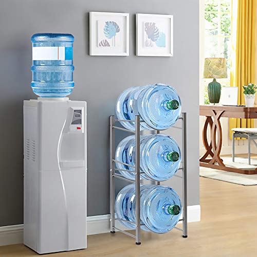 Water Cooler Jug Rack 3-Tier Water Bottle Storage Rack 5 Gallon Detachable Heavy Duty Water Bottle Holder Shelf Water Bottle Rack Save Space for Home Office Organization, Sliver - Thumbnail 3