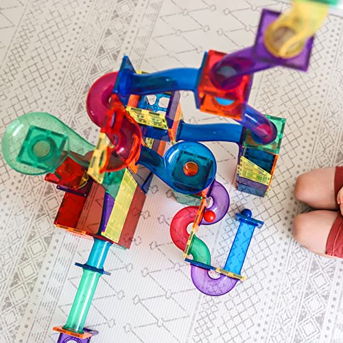 Learn & Grow Magnetic Marble Run Expansion Pack - 85PCs Ultimate Marble Race Track, Magnet Tiles Accessories, Magnetic Ball Track, STEM Building Toys - Construction Toys for Toddlers & Kids Age 3+