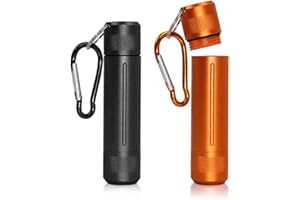 2 Set of Smell Proof Container, FineGood Waterproof Airtight Stash Jar Portable Aluminium Alloy Container with Carabiner for 