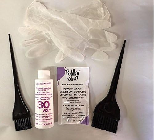 Jerome Russell 30% Volume Cream Peroxide Developer w/ FREE Powder Bleach, Tint Brushes &amp; Gloves
