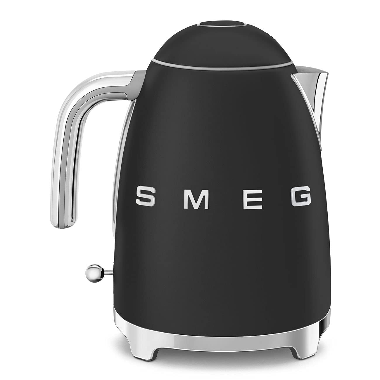 SMEG Hervidor de agua eléctrico estilo retro de los años 50 con apagado automático, base extraíble e indicador de agua, KLF03BLMUS, negro mate