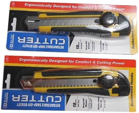Bazic Multipurpose Utility Knife Box Cutter Black/Yellow - 2 Pack