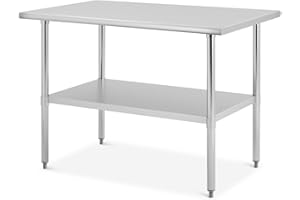 Heavy Duty Stainless Steel Prep Table with Adjustable Undershelf, Rust-Resistant Food Worktable for Commercial & Home Kitchen