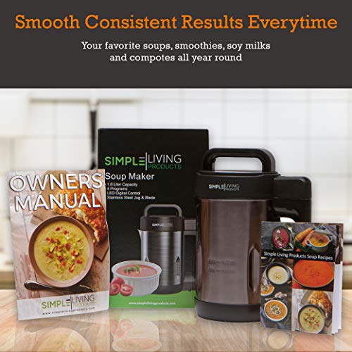 Simple Living Products 1.6L Deluxe Portable Soup Maker, Soy Milk Maker, Blender and Juicer