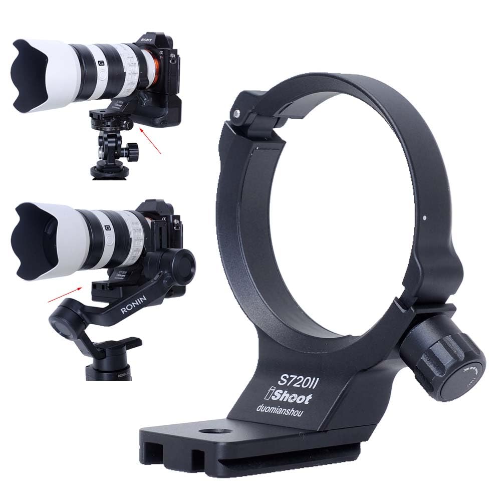 iShoot Metal Lens Collar Tripod Mount Ring Compatible with Sony FE 70-200mm F4 MACRO G OSS II, Lens Support Holder Bracket Bottom Arca-Swiss Fit Quick Release Plate for Arca Clamp Head & Stabilizer