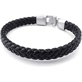Bracciale Uomo In Pelle Nera Regolabile - Eleonora Gioielli - Stile Intrecciato - Foto 4