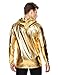 Coofandy Men's Nightclub Style Metallic Shiny Casual Long Sleeve Pullover Hoodie,XX-Large,Golden