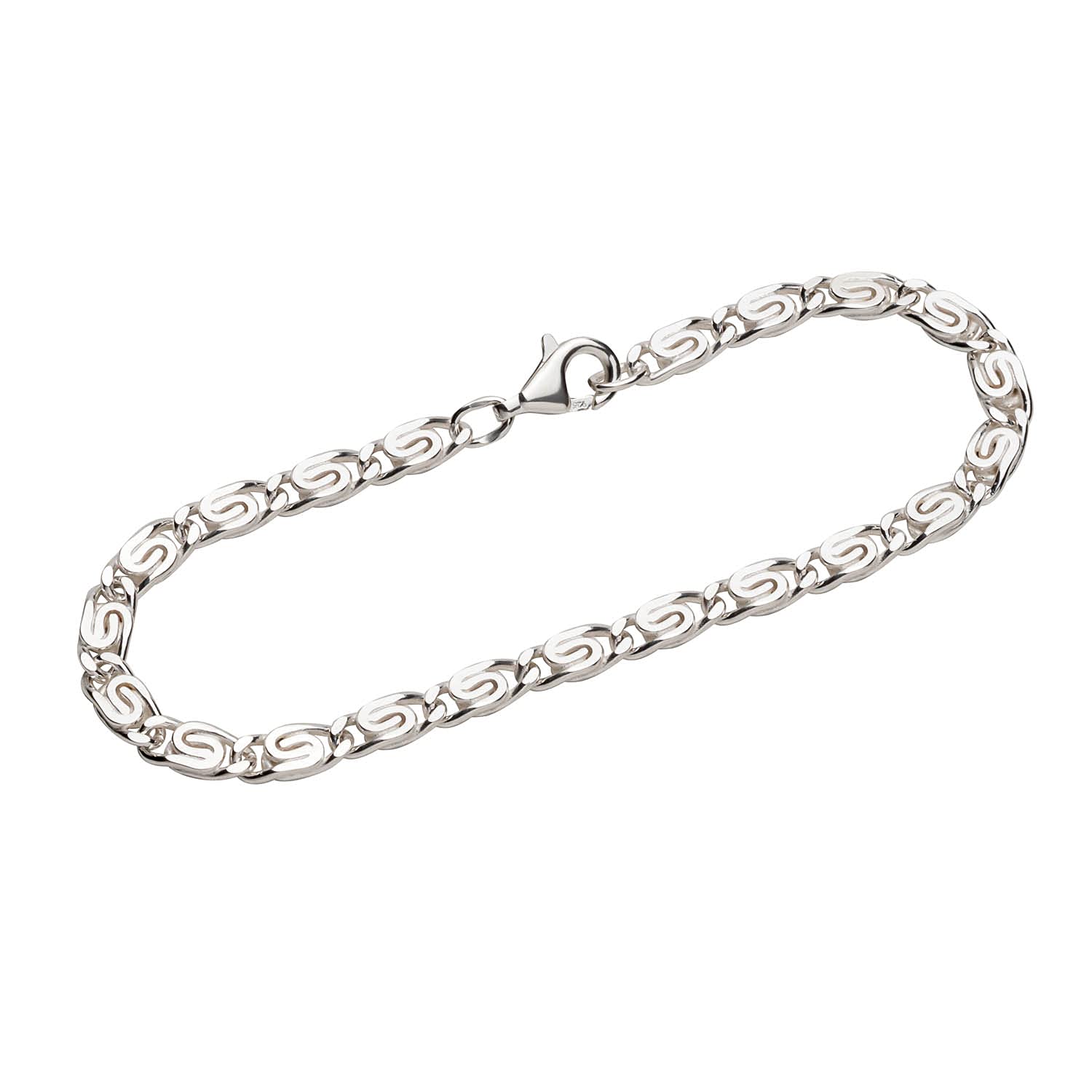 NKlaus bracelet 925 sterling silver 19cm S curb chain diamond plated men bracelet chain 12342