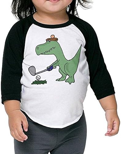 Bpbzz Infant Dinosaur Playing Golf Raglan T Shirts Baseball 3/4 Sleeves Tee 4 Toddler