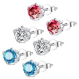 MABELLA 925 Sterling Silver Simulated Gemstone Earrings Studs Cubic Zirconia Valentines day Gifts for Women