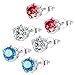 MABELLA Sterling Silver Simulated Birthstone Gemstone Earrings Studs Cubic Zirconia Women, Gift for Women