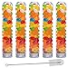 JPSOR 15pcs 155x30mm (90ml) Clear Plastic Test Tubes with Screw Caps and 1 Test Tube Brush for Scientific Experiments, Party, Decorate The House, Candy Storage