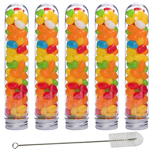 JPSOR 15pcs 155x30mm (90ml) Clear Plastic Test Tubes with Screw Caps and 1 Test Tube Brush for Scientific Experiments, Party, Decorate The House, Candy Storage - Thumbnail 7