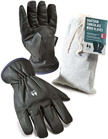 Insulated Work Gloves. Goatskin Leather Winter Gloves. 3M Thinsulate Lining. for Men and Women - See Size Chart Pictured at Left.