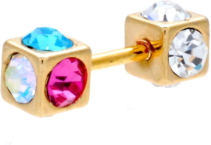 Amazon スリーナイン 18g 16g ボディピアス サイコロ ジュエル 軟骨ピアス ダイス Tpb029 16g Gd Mix ボディピアス 通販