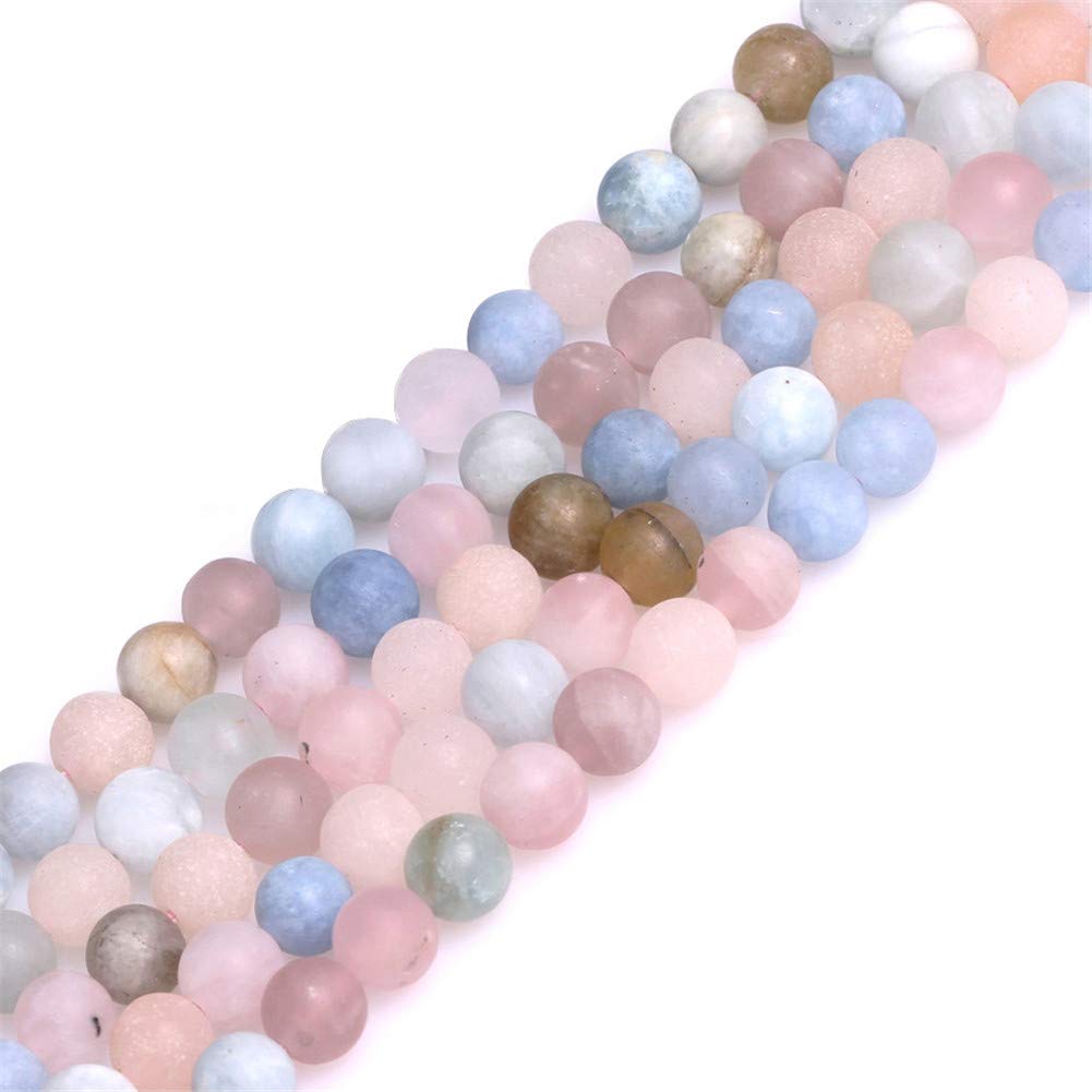 SHGbeads 6mm Matte Frosted Multicolor Morganite Morgan Semi Precious Gemstone Round Loose Beads for Jewellery Making DIY Handmade Craft Supplies 15"