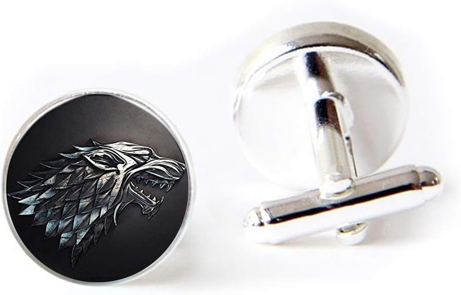 Jewelry Stainless Cufflinks Game of Thrones Inspired House Stark of Winterfell Classic Tuxedo Shirt Cufflinks with Elegant Storage Display Box