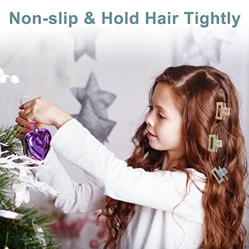 12 PCS Hair Claw Clips，Mini Hair Clips for Women Girls，Mini square hair claw clips, Rectangle Hair Jaw Clips, Non-slip Banana Clips Barrettes for Thin/ Medium Hair