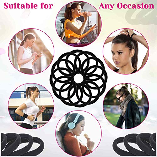 image for Anezus 50 Pcs Thick Black Hair Ties Large Elastics Bulk Hair Ties Stre
