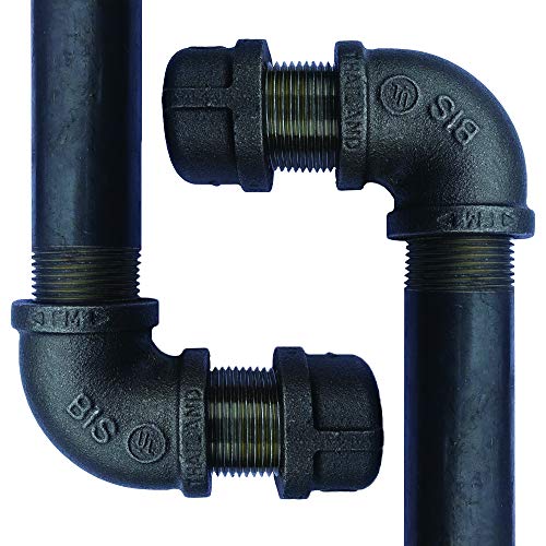 AKW (20, 1/2" x 9") Black Nipple Malleable Industrial Steel Threaded Pipe Nipples and Fittings, Plumbing, DIY Furniture, 20 Pack