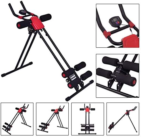 HOPZ Red and Black Color Stainless Steel Adjustable Design 8 Pack Advance Tummy Trimmer Body Abs Excerciser Machine Gym Equipement for Home