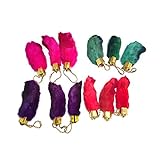 Best 12 Pack REAL Geniune Lucky Rabbit Foot Key Chain Key Ring Bulk Rabbits Foot Furry Charms -Bright Colors - Great Gift - Good Luck - BULK BUY