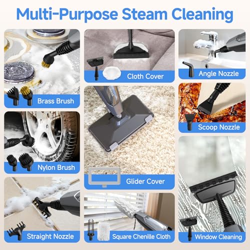 SENMO Steam Mop, 14-in-1 Detachable Steam Cleaner for Home and Floor, 1300W 228°F Deep Cleaning MultiPurpose Floor Steamer with 14 Attachments for Hardwood Floors, Tile, Grout, Furniture, Carpet, Wall