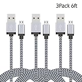 Micro USB Cable, RODERICK 6ft High Speed Micro-USB to USB 2.0 Cable Nylon Braided Android Charging Cord Micro USB Charger for Samsung S8, HTC,Blackberry and More(Black&Grey 3 Pack)