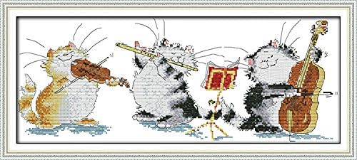 Sunny World Cross Stitch, Animals, Three Kittens Music Ensemble, 25- Inch By 10- Inch