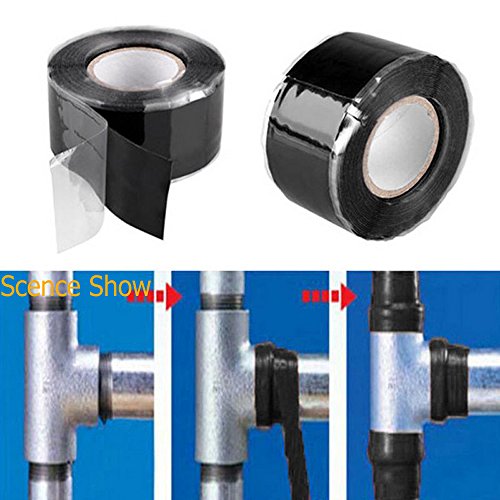 OSOF Multi-purpose 2 Rolls Black Repair Sealing Insulation Tape, Silicone Self Fusing Tapes Amalgamation Rubber Tapes For Emergency Pipe Plumbing & Water Hose Leaks, Electrical Cords, Strech, Wrap & S - Thumbnail 3