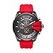 Diesel Men's Mega Chief Quartz Stainless Steel and Silicone Chronograph Watch, Color: Grey, Red (Model: DZ4427)