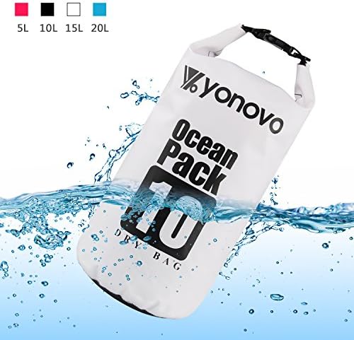 YONOVO Dry Bag Portable Waterproof Flotation Bag for Outdoor Rafting Swimming Camping (White-10L)