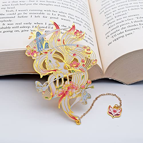 BLBMH Cute Metal Bookmarks for Women Book Lovers Cool Anime Kitsune Book Marks Unique Gifts Christmas Birthday -K4