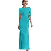 Half Sleeves Mother of The Bride Dress Chiffon Mermaid Crew Neck Formal Evening Party Gowns for Women